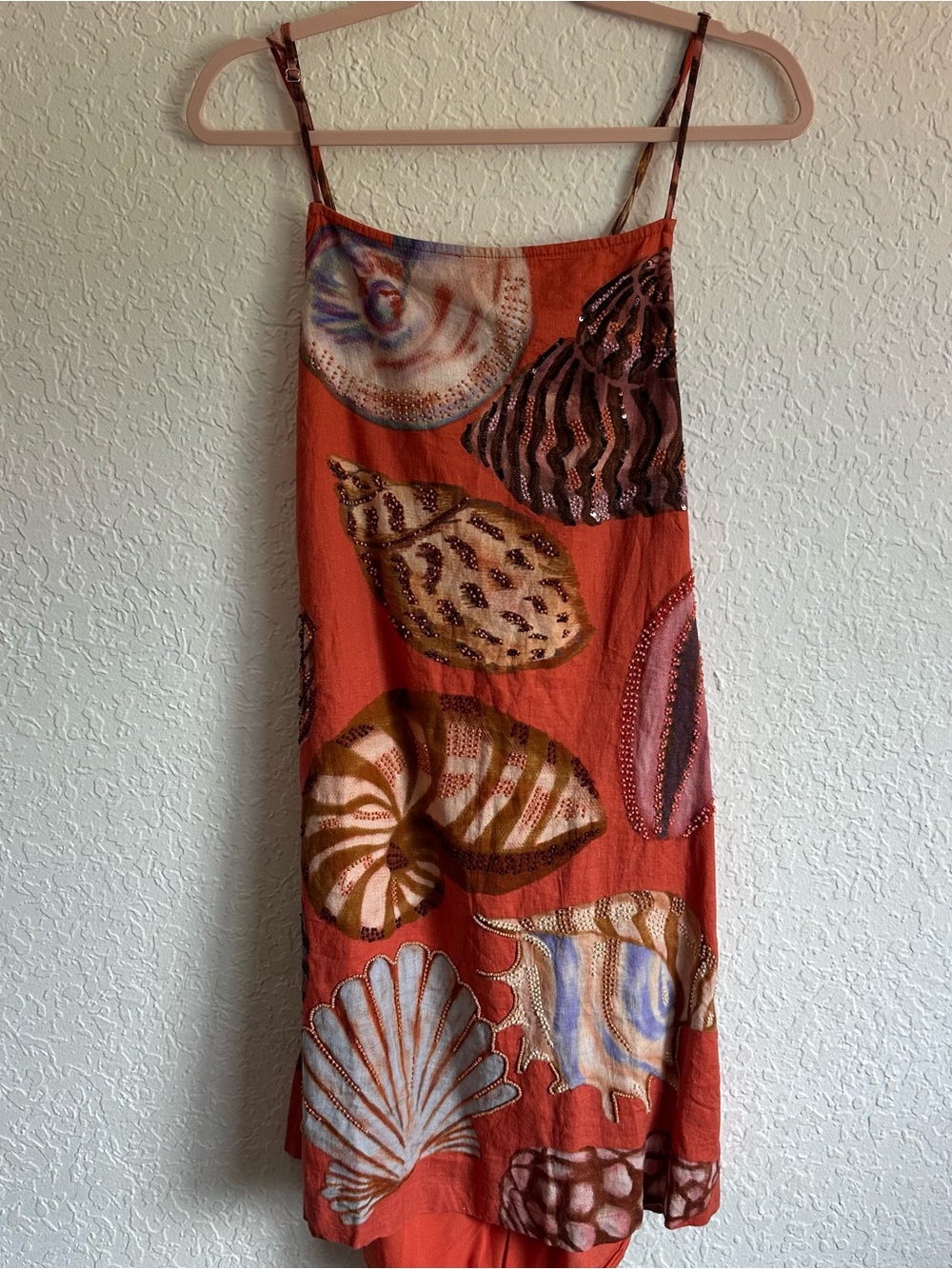 Anthropologie Women's Celandine Linen Blend Sleeveless Seashell Mini Dress Large